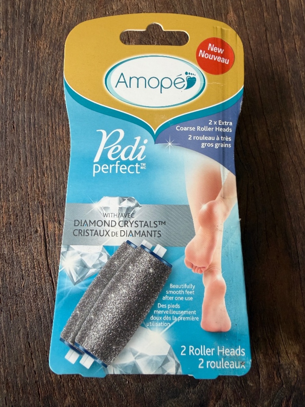 Amope Pedi Perfect Diamond Crystals 2 Replacement Extra Coarse Roller Heads--New
